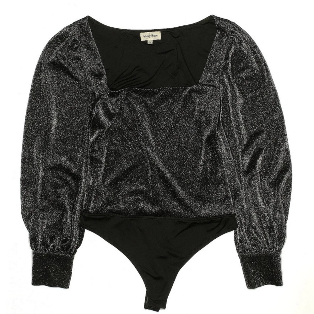 Privacy Please Black/Gray Sparkly Bodysuit